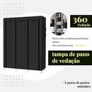 Guarda Roupa Portátil Armazenamento 3 Portas (PRETO)