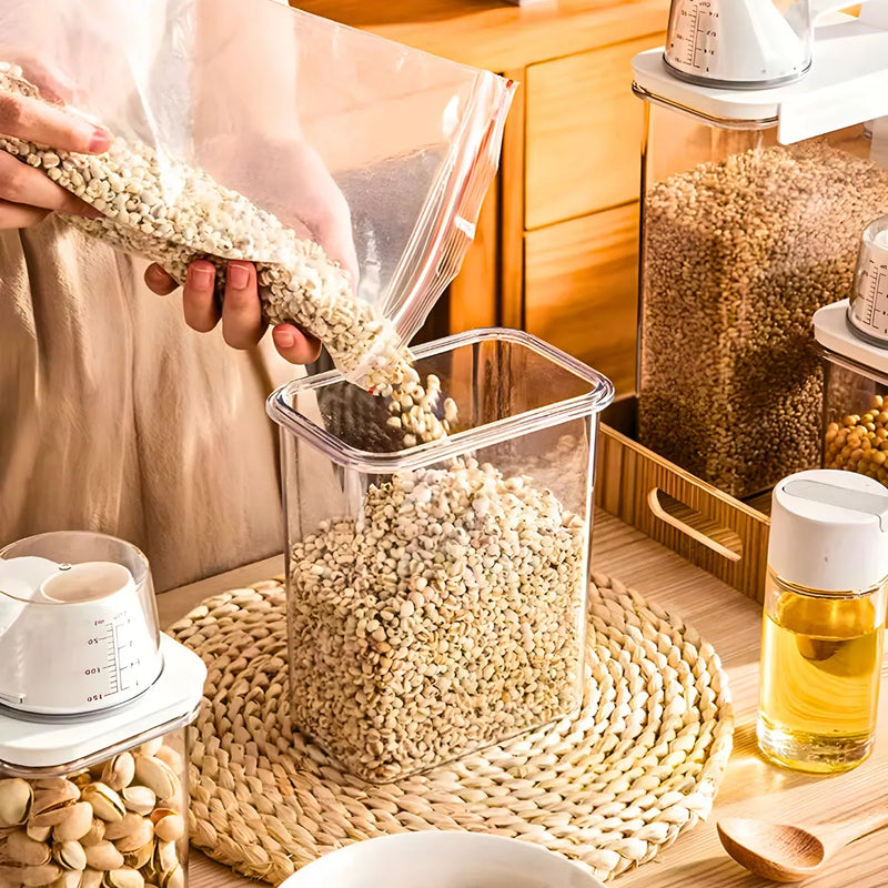 Conjunto de 2 Recipientes  Organizador p/ Armazenamento+copo medidor