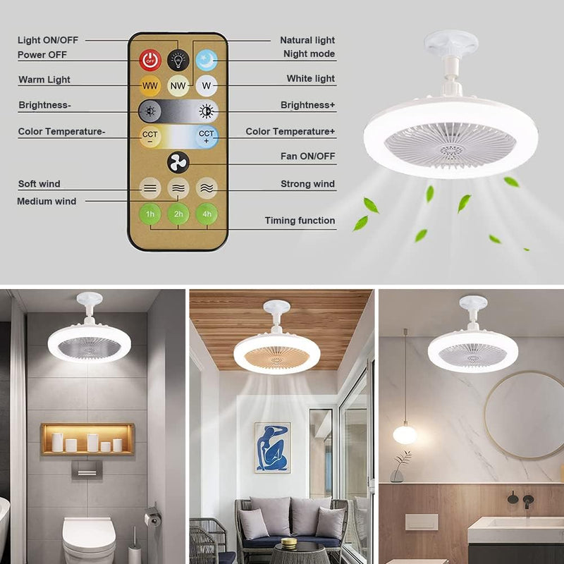 Ventilador Silencioso De Teto Lâmpada Luminária  Rgb Branco