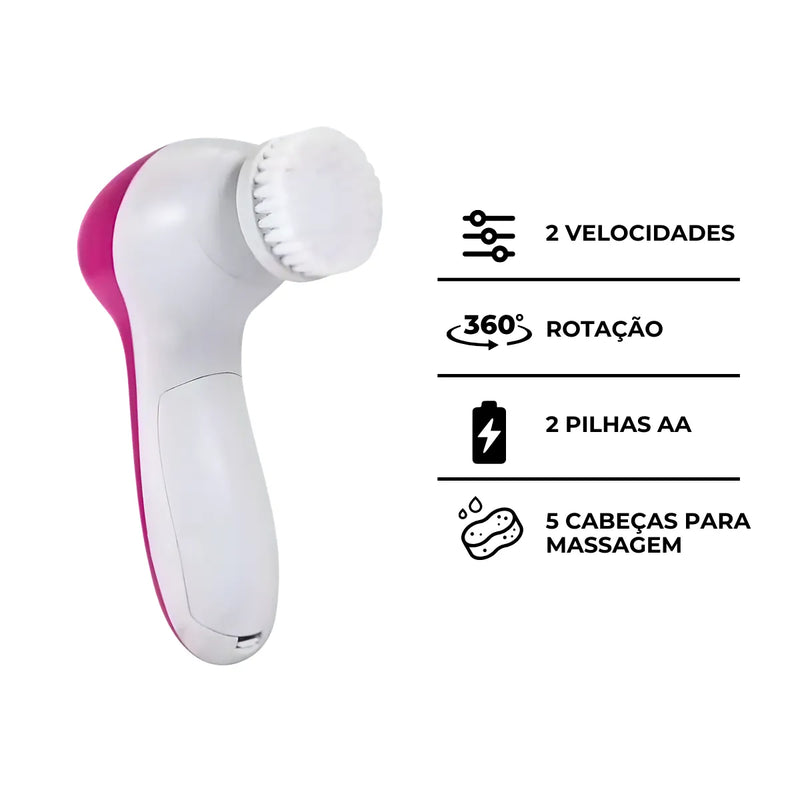 Escova Facial Elétrica 5 em 1 Portátil Esfoliante e Massagem