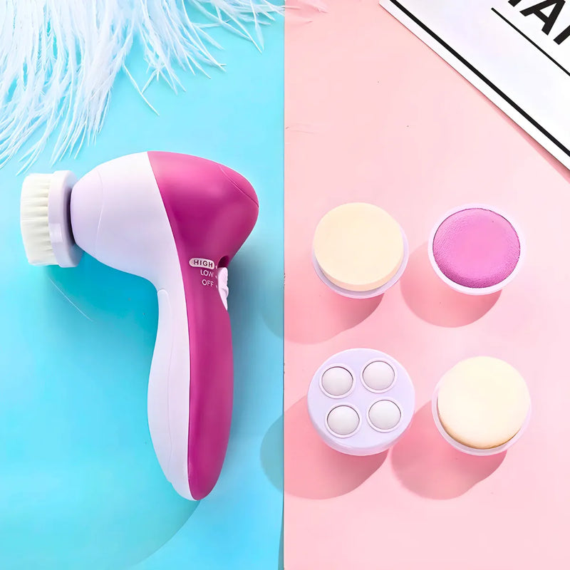 Escova Facial Elétrica 5 em 1 Portátil Esfoliante e Massagem