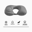Travesseiro Almofada de Pescoço Inflável e Portátil - CINZA