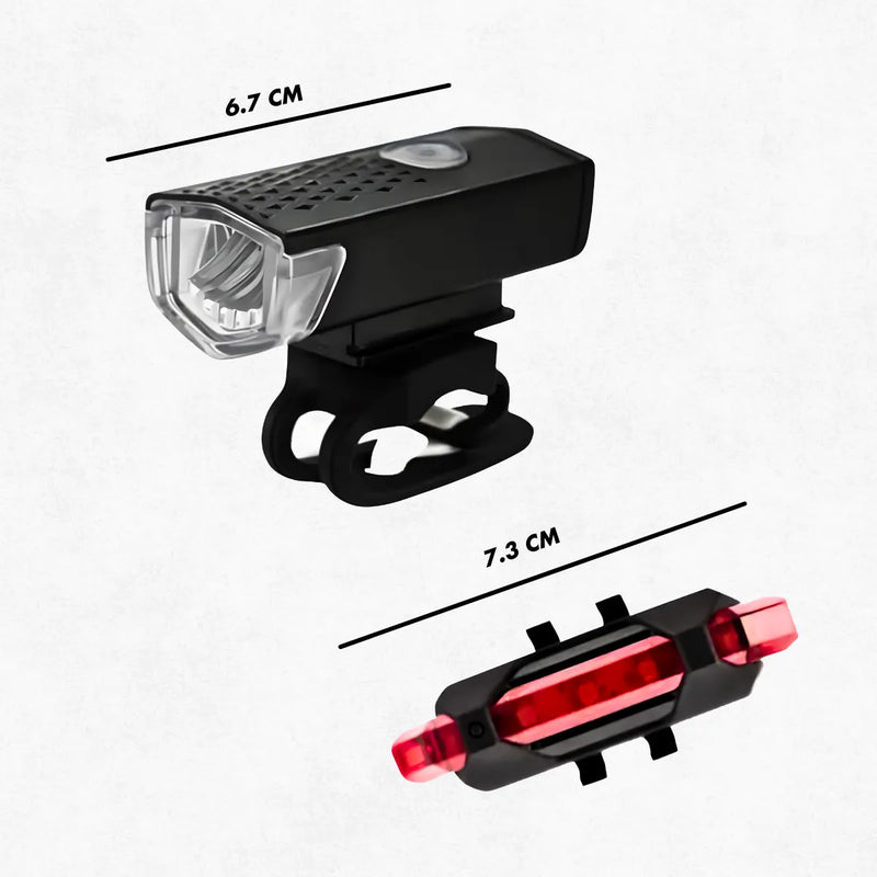 Kit Bike Farol Frontal + Traseiro Ultra Led Usb Recarregável