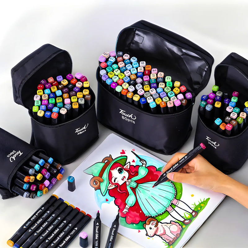 Conjunto De Canetas Marc. Permanente Ponta Dupla 100 Cores