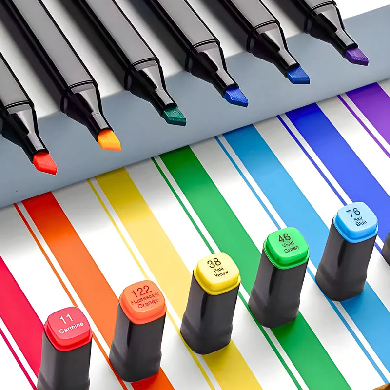 Conjunto De Canetas Marc. Permanente Ponta Dupla 100 Cores