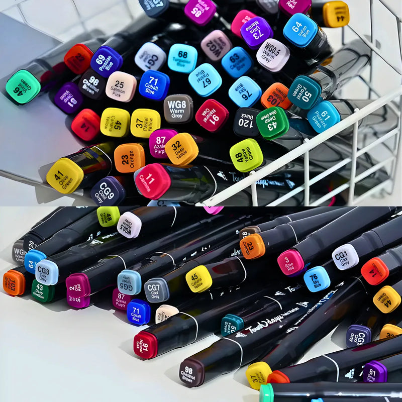 Conjunto De Canetas Marc. Permanente Ponta Dupla 100 Cores