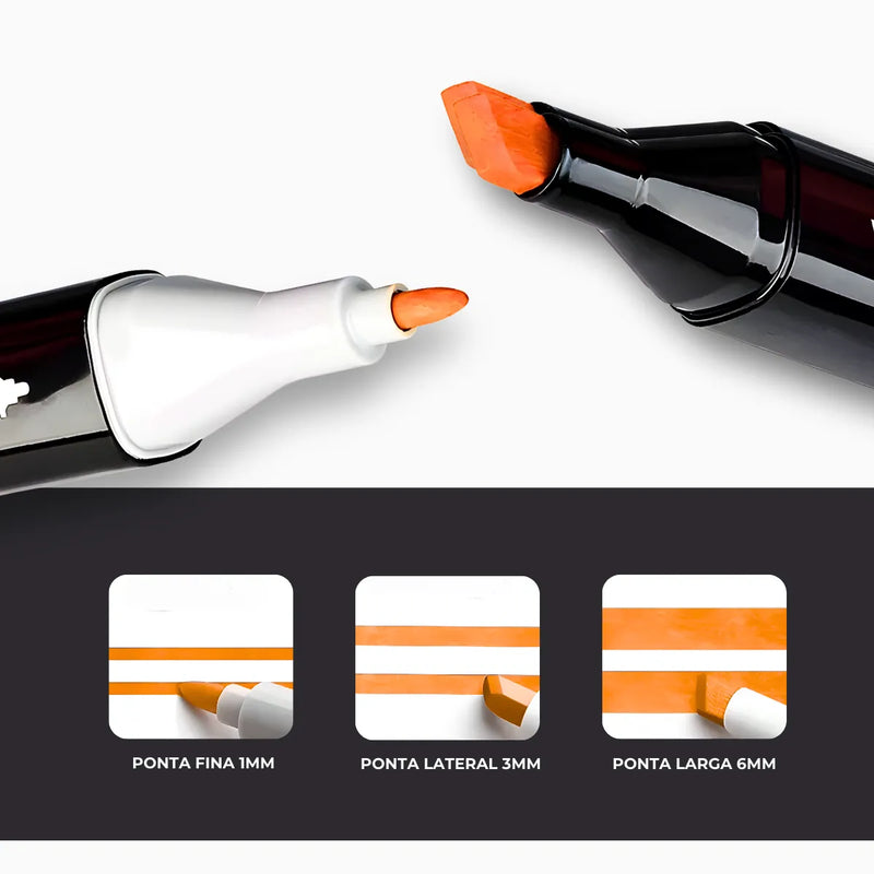 Conjunto De Canetas Marc. Permanente Ponta Dupla 100 Cores