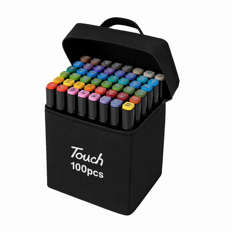 Conjunto De Canetas Marc. Permanente Ponta Dupla 100 Cores