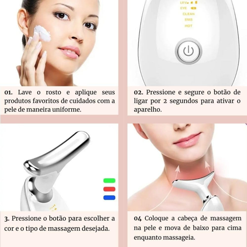Massageador Facial Eletrico Pescoço Led Lift  Anti Rugas UBS