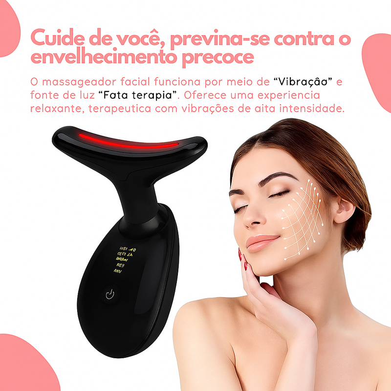 Massageador Facial Eletrico Pescoço Led Lift  Anti Rugas Usb