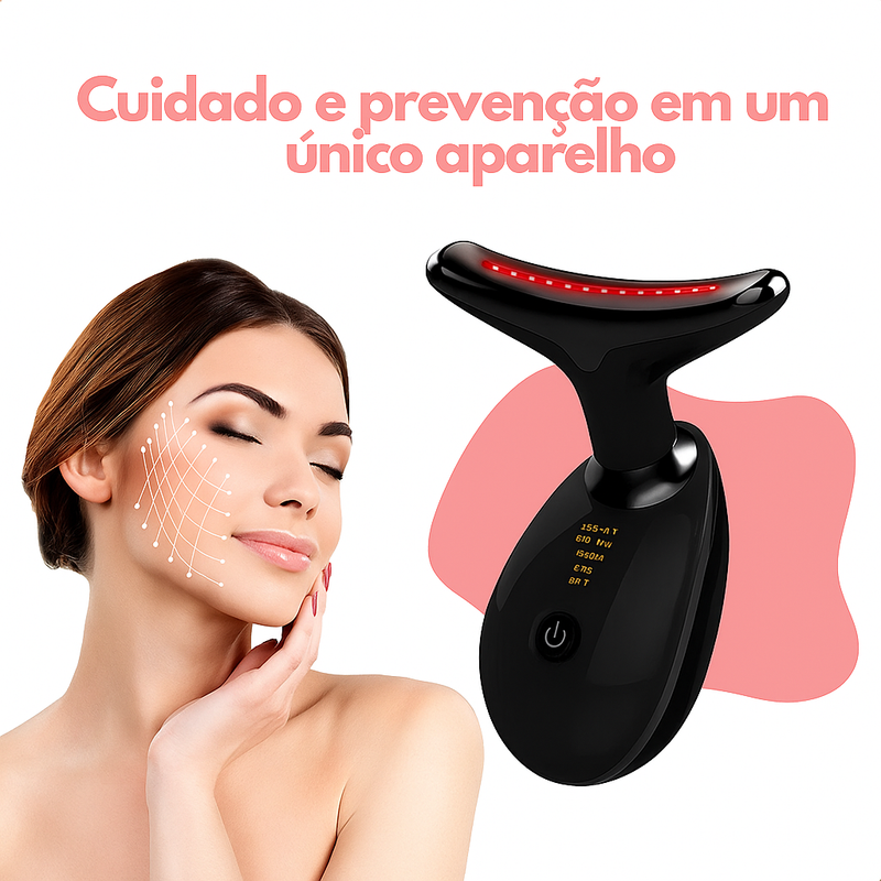 Massageador Facial Eletrico Pescoço Led Lift  Anti Rugas Usb
