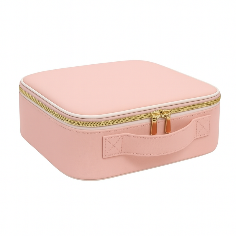 Maleta de Maquiagem com Espelho LED Rosa