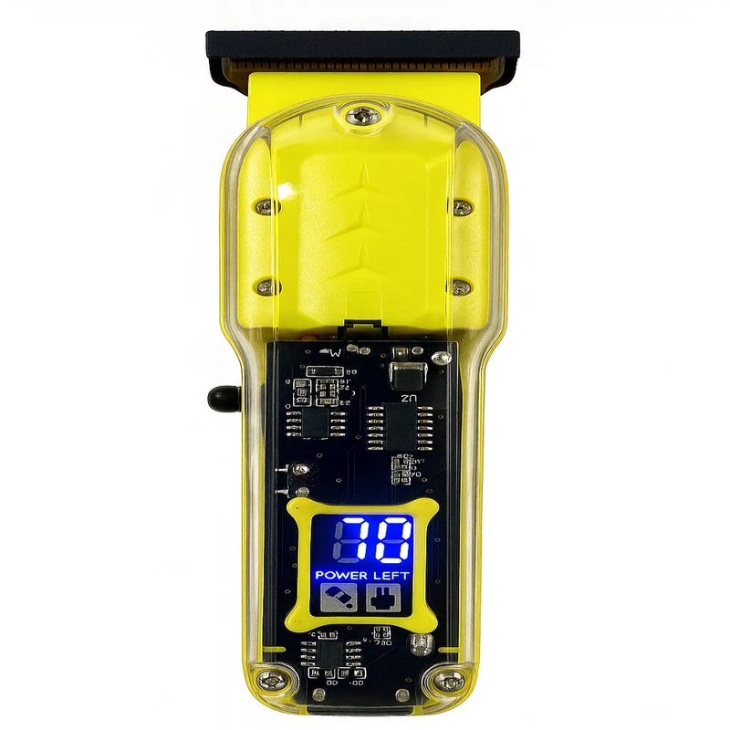 Maquina de Cortar Cabelo Transparente Visor Digital Amarelo