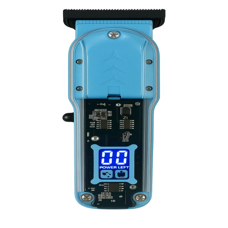 Maquina de Cortar Cabelo Transparente Visor Digital Azul