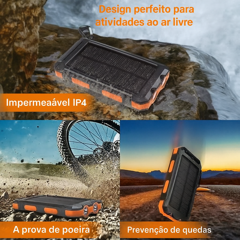 Carregador Portátil Power Bank Solar Usb Azul