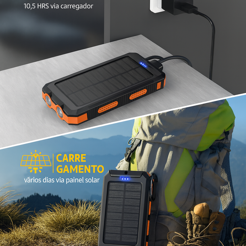 Carregador Portátil Power Bank Solar Usb Azul
