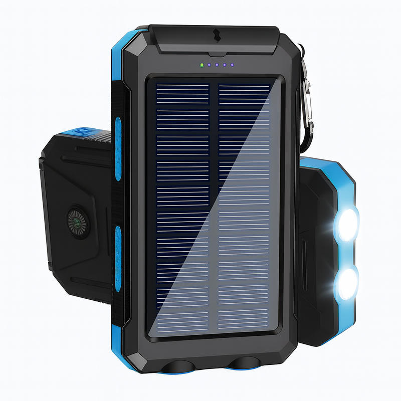 Carregador Portátil Power Bank Solar Usb Azul