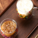 Xícara De Vidro Parede Dupla Com Flor Seca