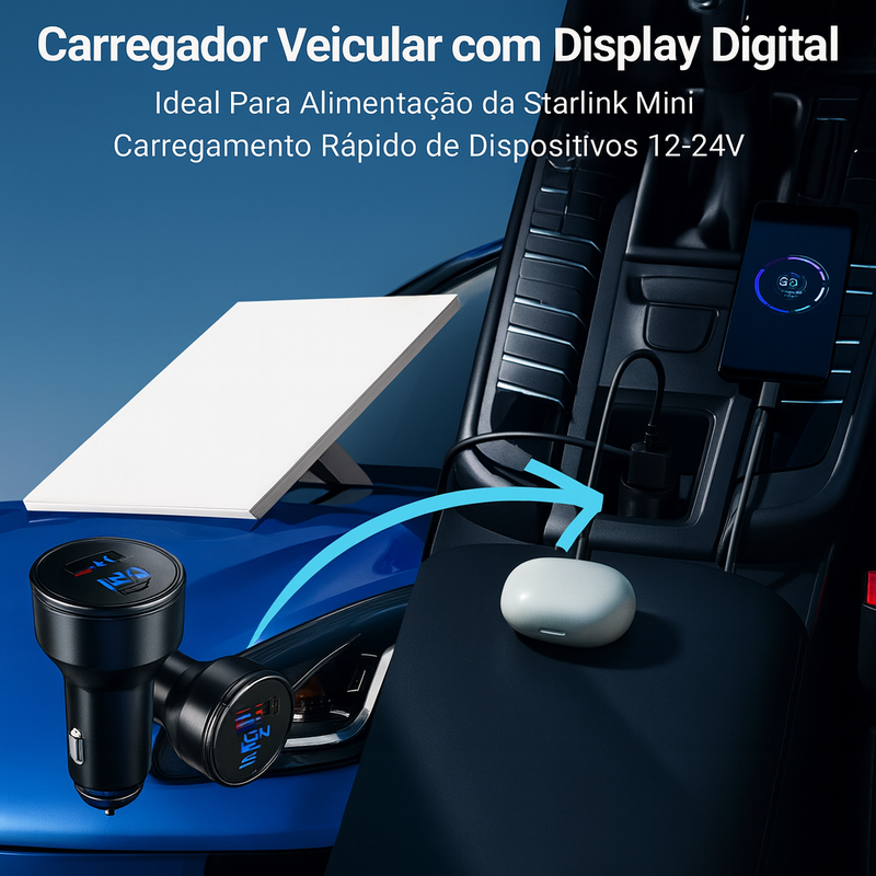 Cabo Carregador Veicular Adap. 3 Em 1 Starlink Mini 2 Metros