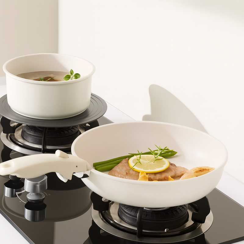 Jogo Panelas Cerâmica Antiaderente Cabo Removível 18 Peças