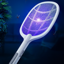 Raquete Elétrica Mata Insetos Recarregável C/ Base e Luz LED