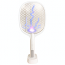 Raquete Elétrica Mata Insetos Recarregável C/ Base e Luz LED
