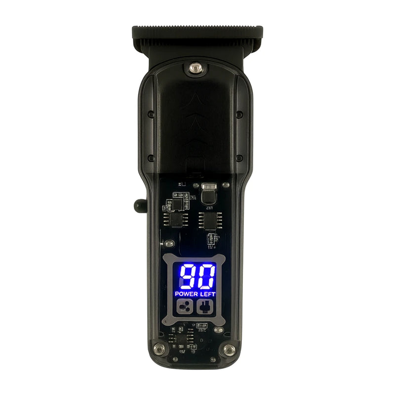 Maquina de Cortar Cabelo Transparente Visor Digital Preto