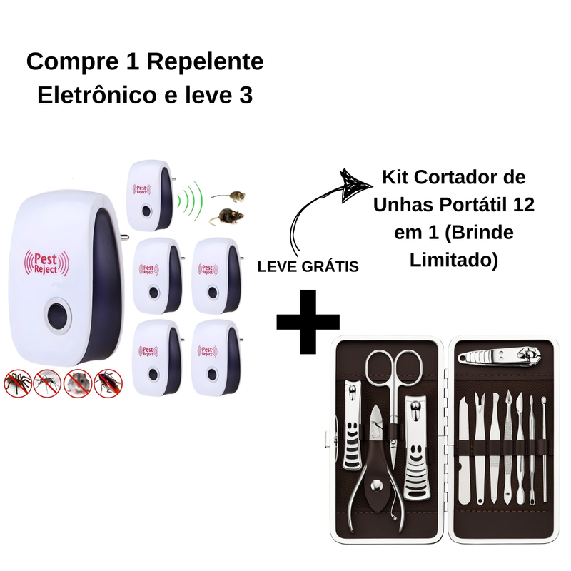Compre 1 Repelente Eletrônico e leve 3 + Kit Cort. de Unhas