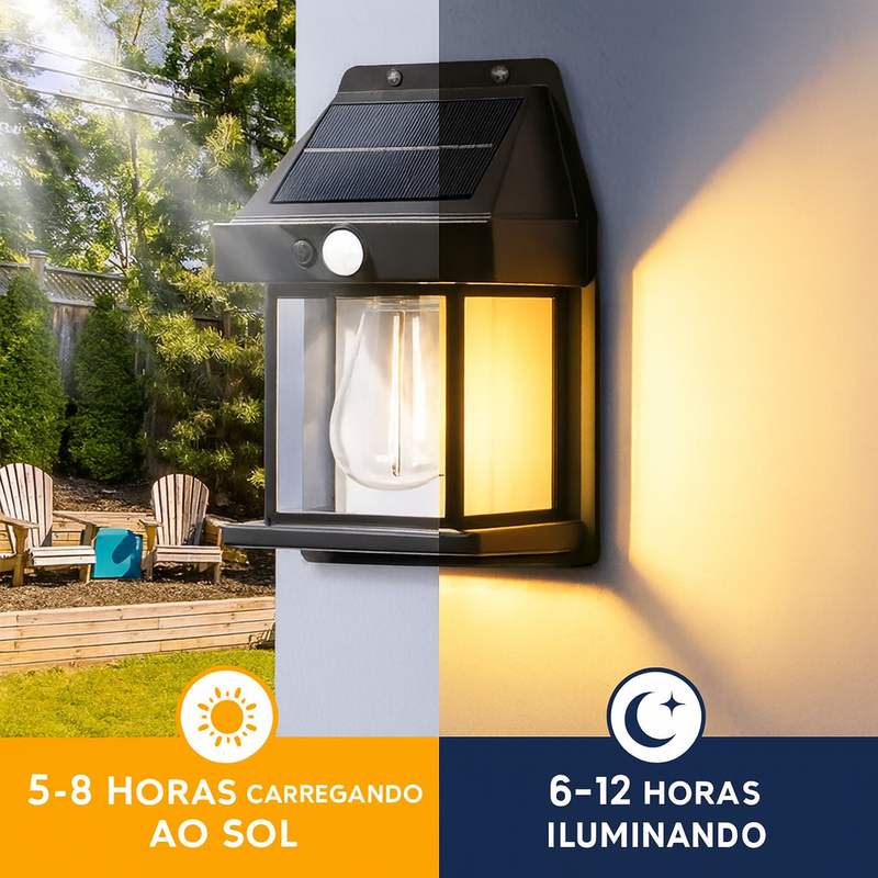 Lâmpada de Parede Solar com Sensor