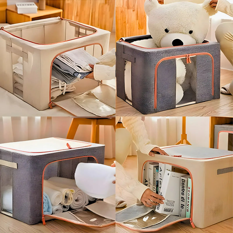 Caixa Organizadora De Roupas Multiuso Dobrável - BEGE