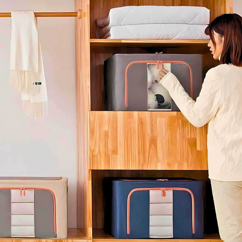 Caixa Organizadora De Roupas Multiuso Dobrável - AZUL ESCURO