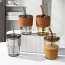 Copo De Vidro Com Canudo Tampa e Vedação 450ML Preto Fume