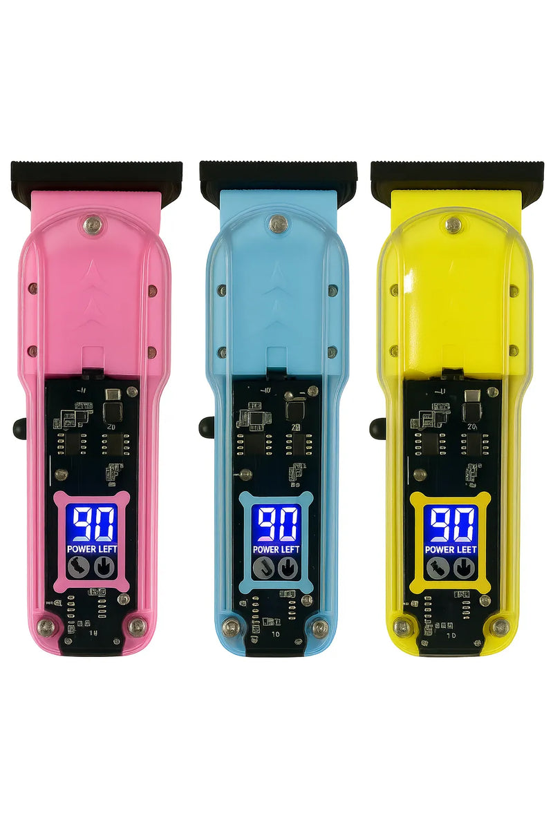 Maquina de Cortar Cabelo Transparente Visor Digital Amarelo