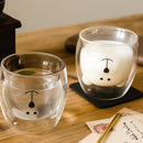 Kit 2 Caneca Urso Dupla Camada de Vidro Res.ao Calor 250ml